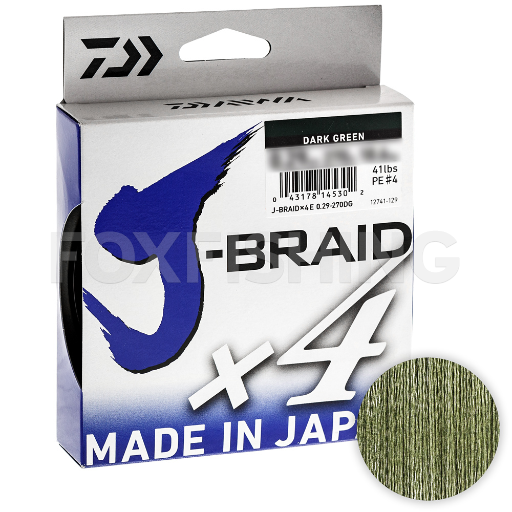 Плетёный шнур Daiwa J-braid X4 135м. 0.10мм. DARK GREEN купить в
