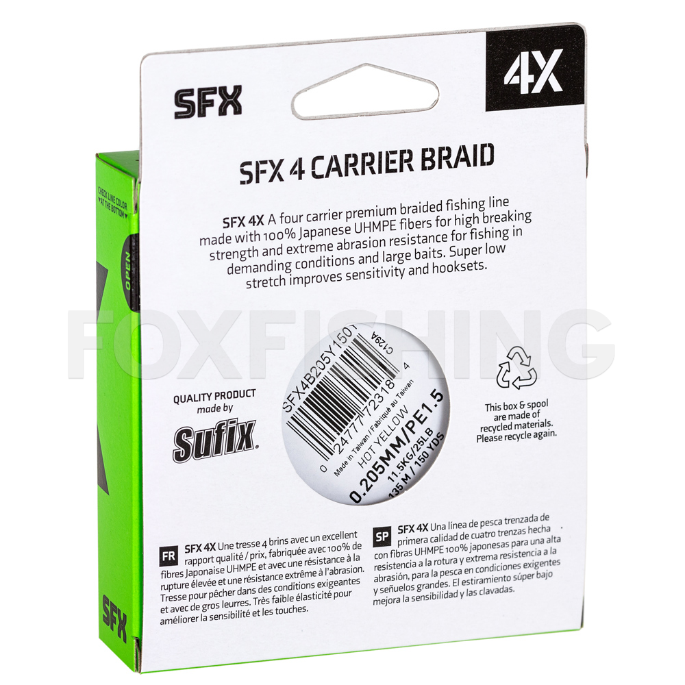 Плетёный шнур Sufix Sfx Braid X4 135м. 0.37мм. Green купить в Москве,  низкие цены в интернет-магазине - FoxFishing.ru