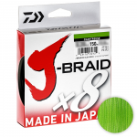 Плетеный шнур Daiwa J-braid X8 150м. 0.06мм. CHARTREUSE
