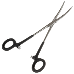 18 см. зажим изогнутый, прорезиненные